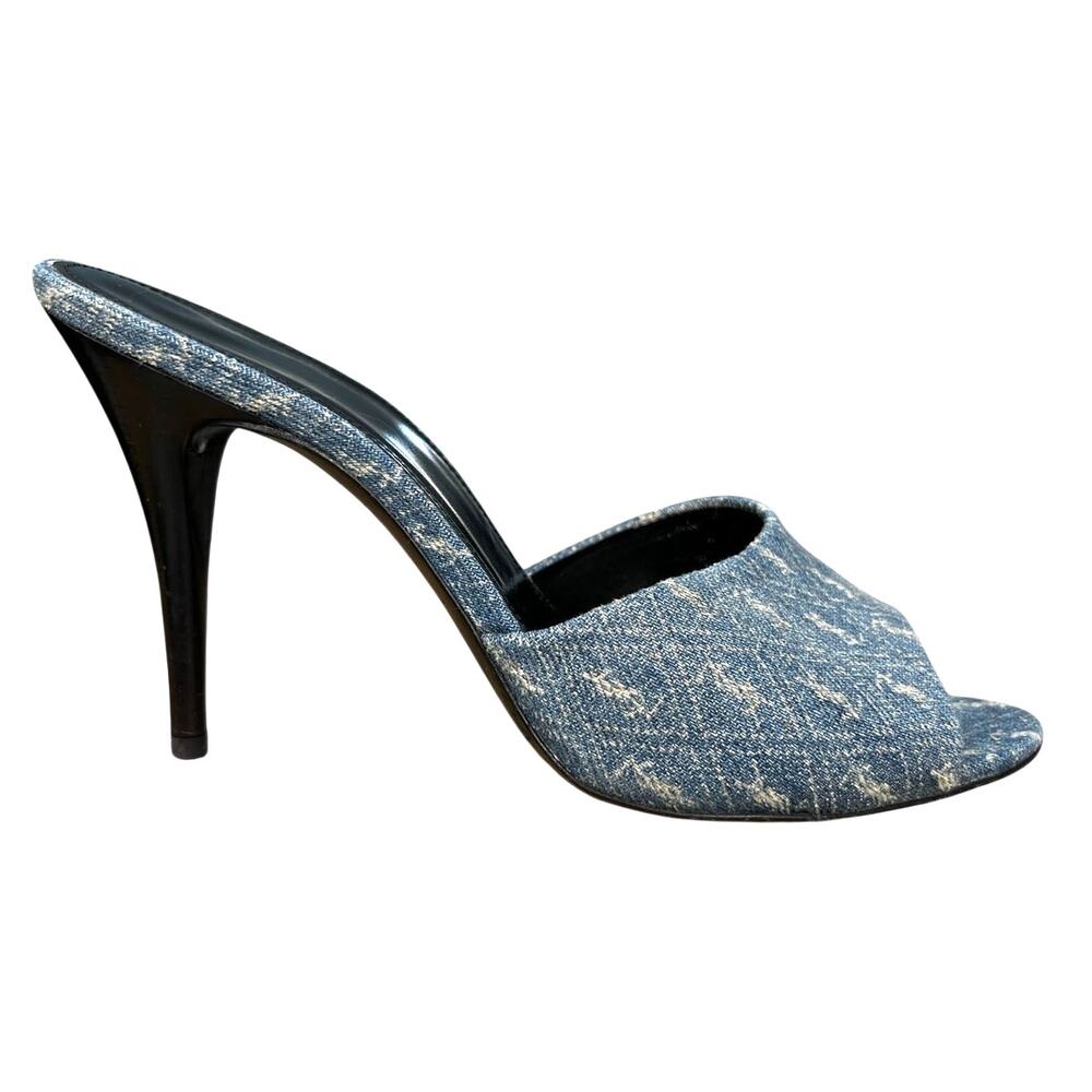 YSL Yves Saint Laurent La 16 95 Blue Denim Heel Sandals Size 36 US 6